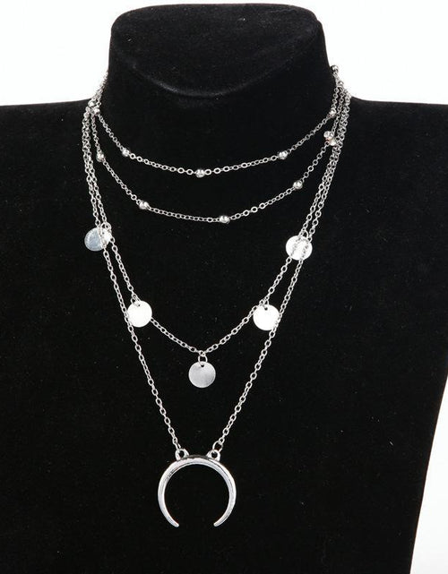 Load image into Gallery viewer, Crescent Horn Moon Layered Necklace
