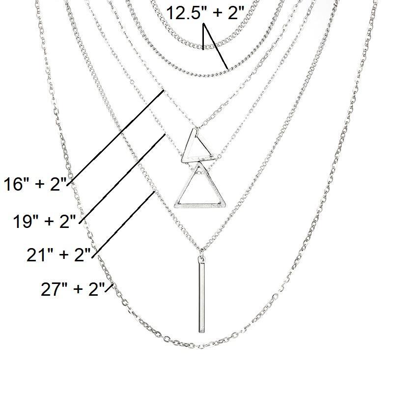 Double Triangle Multilayer Necklace